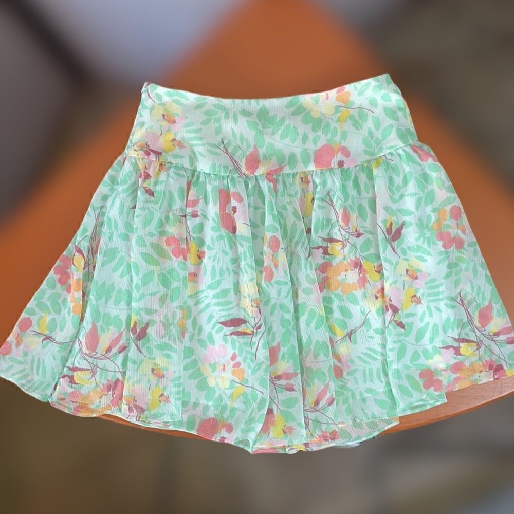 GAP Bright Multicolored Floral Skirt w/ Lining & Zipper on Side (Size:0) - Picture 2 of 14